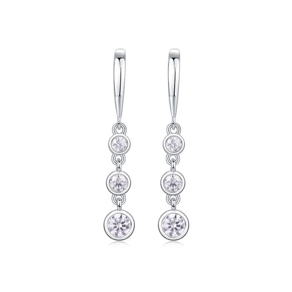 Three Diamond Sterling Silver Drop Earrings - Image 5