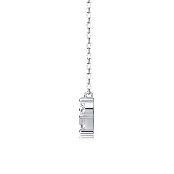 925 Sterling Silver Three Diamonds Heart Pendant Necklace - Image 6