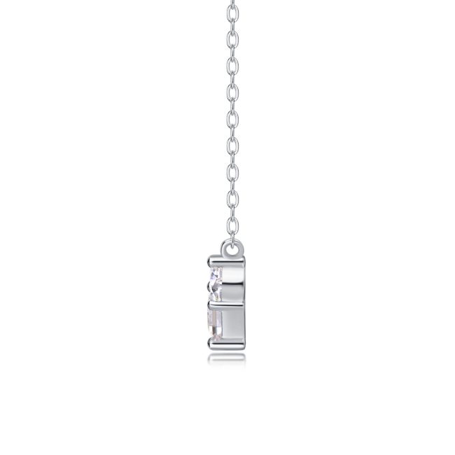 925 Sterling Silver Three Diamonds Heart Pendant Necklace - Image 6