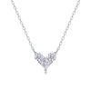 Three Diamonds Sterling Silver Heart Pendant