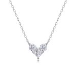 Collar con colgante de corazón de plata de ley 925 con tres diamantes
