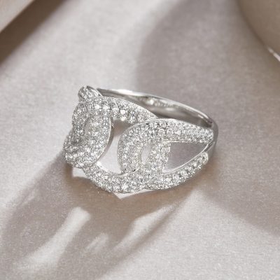 925 Sterling Silver Three Loop Interlocking Ring