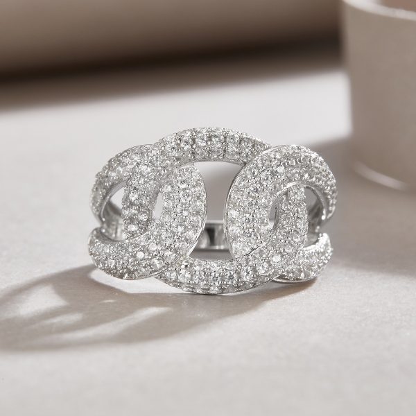 Three Loop 925 Sterling Silver Interlocking Ring For Women