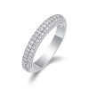 Three Row Diamond Half Eternity Ring In Sterling Silver