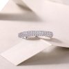 Sterling Silver Three Row Diamond Half Eternity Ring For Women