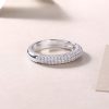 Sterling Silver Three Row Diamond Ring For Women