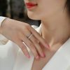 Three Row Diamond Ring In Sterling Silver For Women