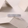 925 Sterling Silver Three Row Diamond Ring