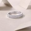 women's three row diamond Band Ring In Sterling Silver