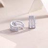 three row moissanite silver hoop earrings