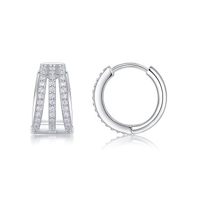 Three Row Moissanite Hoop Earrings