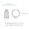 three row moissanite silver hoop earrings