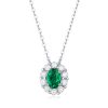 925 Sterling Silver Oval Emerald Birthstone Pendant