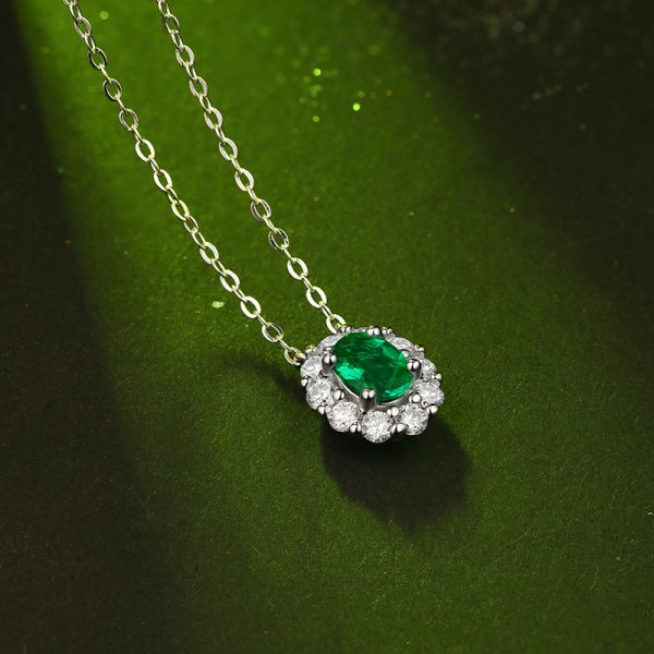 925 Sterling Silver Oval Emerald Birthstone Pendant - Image 4