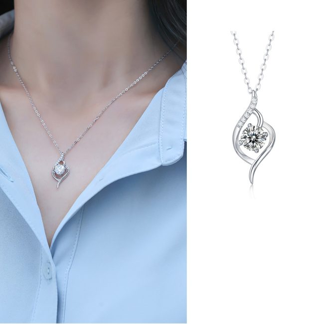 925 Silver Sterling Valentine's Day Necklace With Diamond Pendant - Image 3