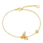 Pulsera Abeja Citrino Peridoto Plata de Ley