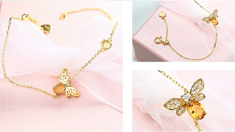 Bee Bracelet Citrine Peridot Sterling Silver