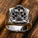 Cobra Skull Ring US Army Sniper Anillo de plata