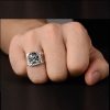 US Army Sniper Cobra Skull Sterling Silver Ring For Men, wear view, hand-made