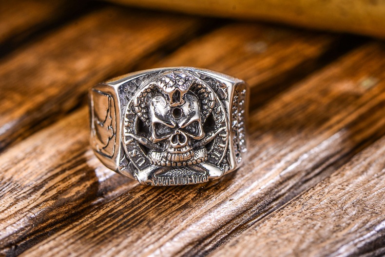 Cobra Skull Ring US Army Sniper Silver Ring