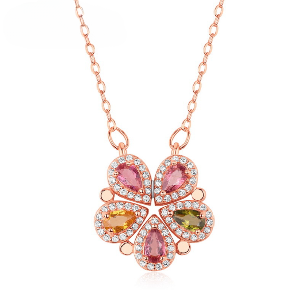 Double use tourmaline pendant s925 silver necklace
