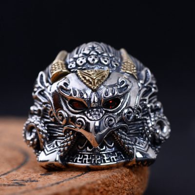 Eagle Sterling Silver Ring For Men, Adjustable Biker Ring, Made of 925 sterling silver, weight about 26g