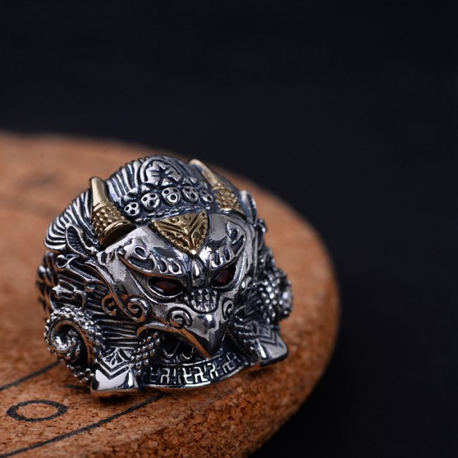 Eagle Sterling Silver Ring For Men, Left view, Adjustable Biker Ring, Made of 925 sterling silver,