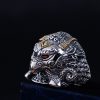 Eagle Sterling Silver Ring For Men, Adjustable Biker Ring, Made of 925 sterling silver right view