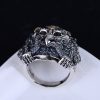 Eagle Ring Sterling Silver Adjustable Biker Ring top view