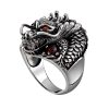 Gothic Ring Sterling Silver Dragon Red Zircon Eye