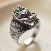 Gothic Sterling Silver For Men, Dragon Red Zircon Eye, made of 925 sterling silver
