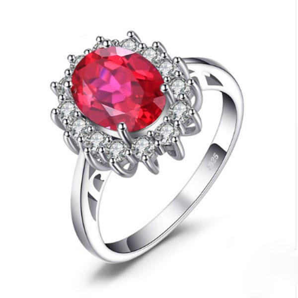Pomegranate Red Ring Earring Necklace Set - Image 5