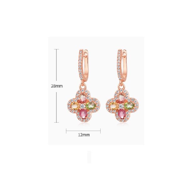 Tourmaline clover earrings Small fresh four-leaf - Image 3