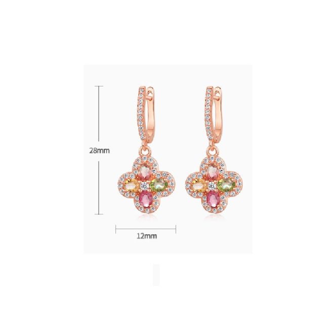 Tourmaline clover earrings Small fresh four-leaf - Image 3
