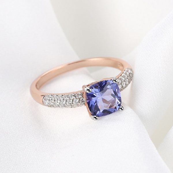 Tanzanite Rings Rose Gold Sterling Silver - Image 5