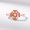 Tourmaline Four Leaf Clover Ring Silver Gold Plated