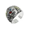 Demon Buddha Ring For Men Silver Punk Band