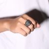 Demon Buddha Ring For Men Silver Punk Band