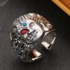 Demon Buddha Ring For Men Silver Punk Band