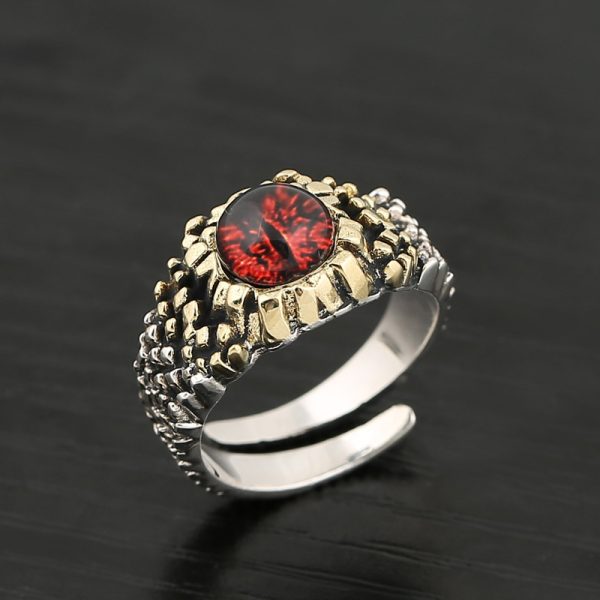Mens Sterling Silver Ring for Demon Eye