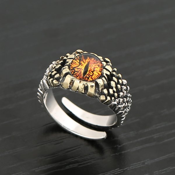 Mens Sterling Silver Ring for Demon Eye
