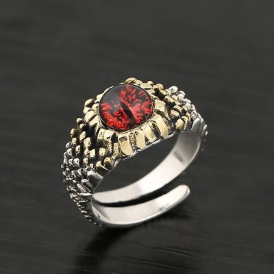 Demon Eye Sterling Silver Ring For Men, Punk Style, Made of 925 Sterling Silver, Weight About 7.3