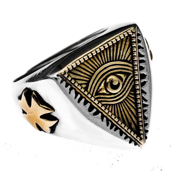 Egyptian Eye Of Horus Ring Adjustable Silver Band