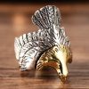 Flying Eagle Ring Sterling Silver Biker Band, left view