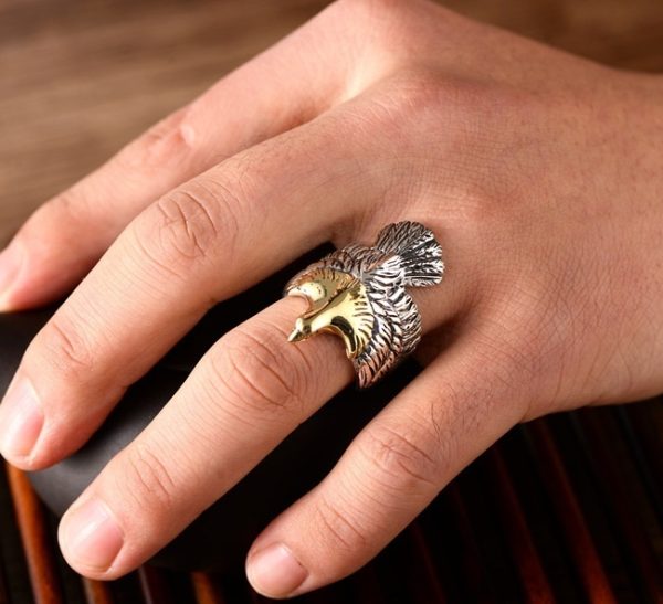 Flying Eagle Ring In Sterling Silver, made of 925 sterling silver
