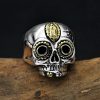 Golden Madonna Skull Sterling Silver Ring for Men, Made of 925 Sterling, Open ring Adjustable