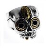 Golden Madonna Skull Ring Open Sterling Silver Band