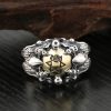 Hexagram claws sterling silver ring for men, front view