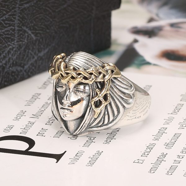 Lady Luck Ring Retro Silver Thumb Band, mens silver punk ring