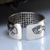 Lotus Ring Sterling Silver Open Vintage Band, inner detail view